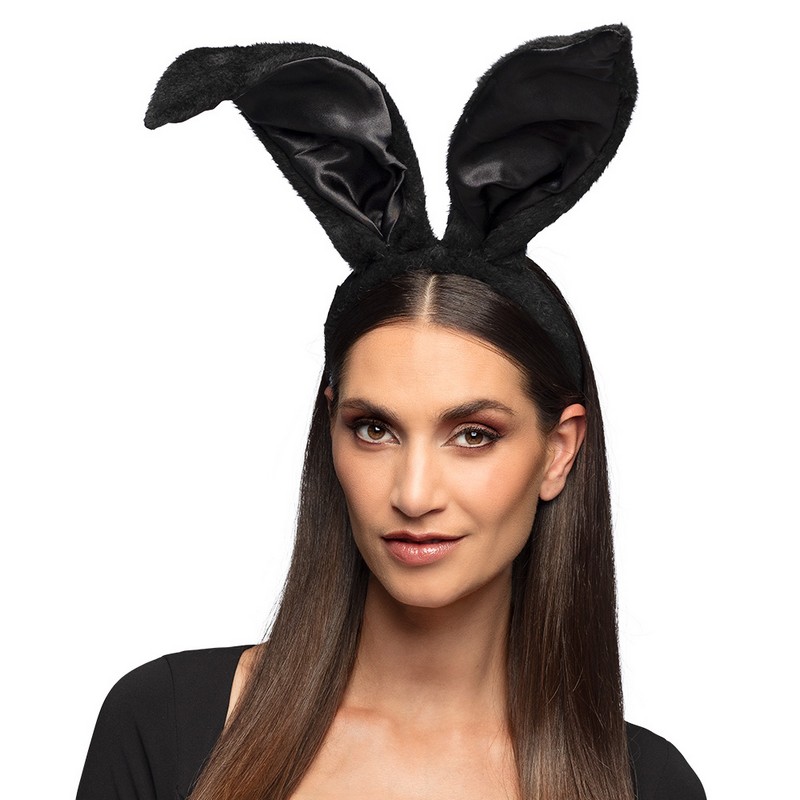 Store Kaninører Hårbøjle Sort | Bunny Hårbøjle / Pandebånd / Hårbånd - Hovedtilbehør - Temashop