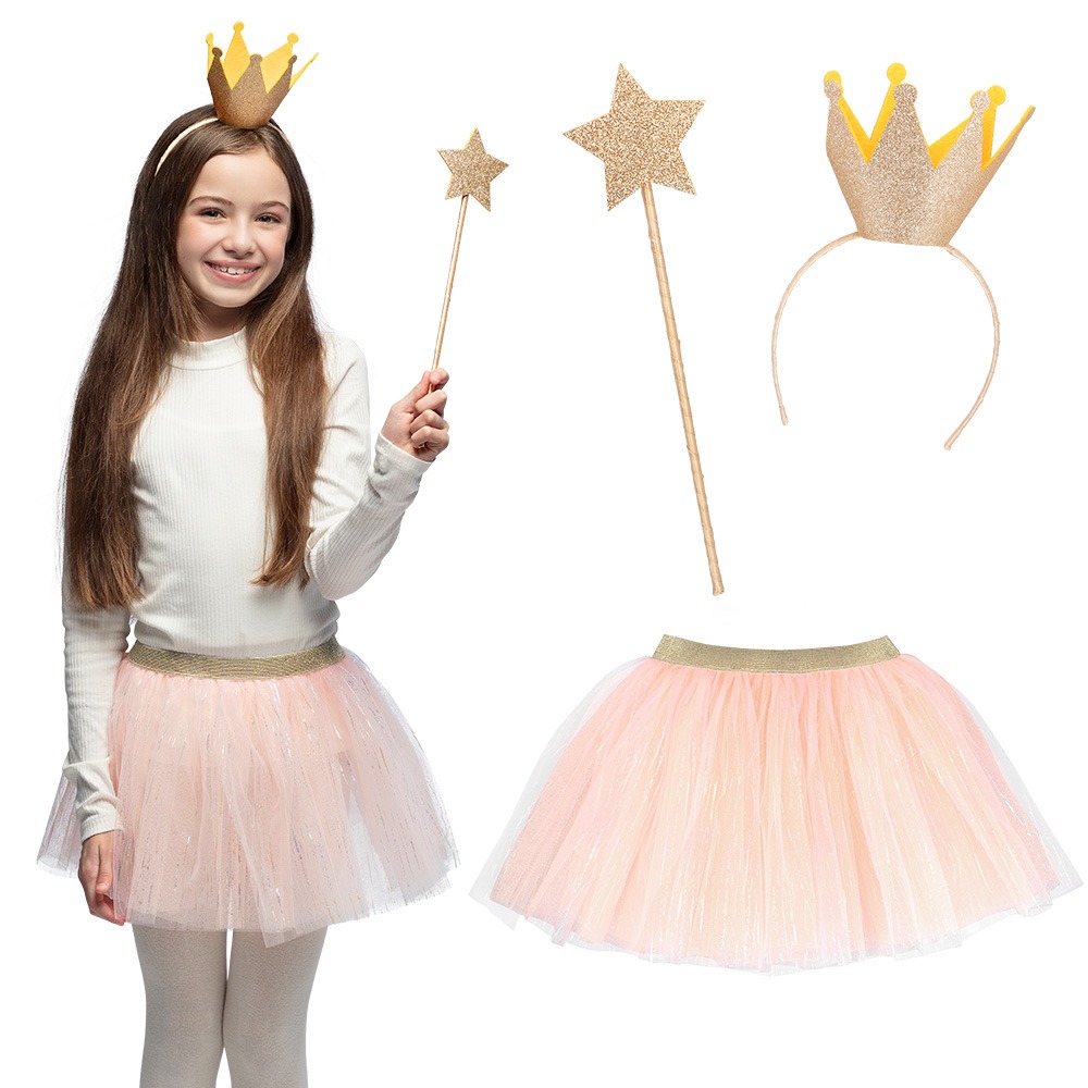 Prinsesse Tilbehørssæt Lyserød/Guld Til Børn (34 cm) | Prinsesse Tilbehørskit - Kropstilbehør - Temashop