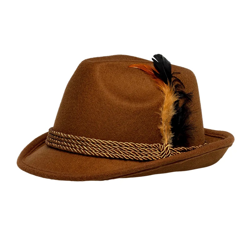 Tyrolerhat Wilhelm Brun | Oktoberfest Hat / Hue / Hjelm - Hovedtilbehør - Temashop