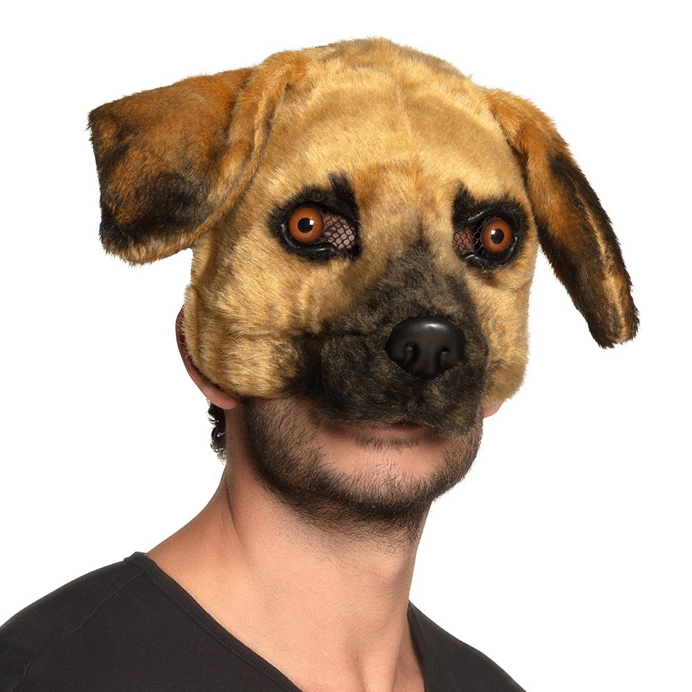 Plys Hundemaske Brun | Hund Maske - Hovedtilbehør - Temashop