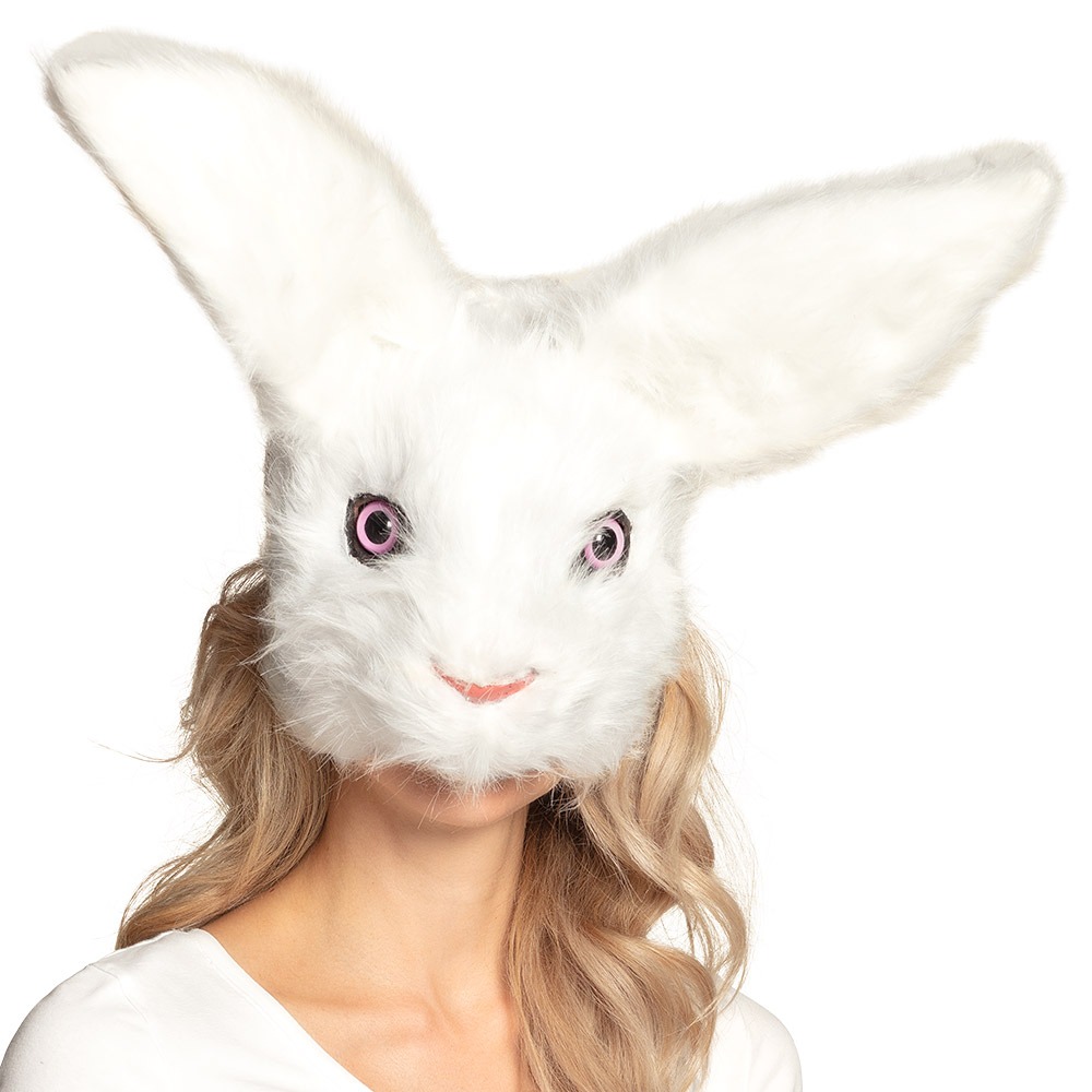 Plys Kanin Halvmaske Hvid | Kanin Maske - Hovedtilbehør - Temashop