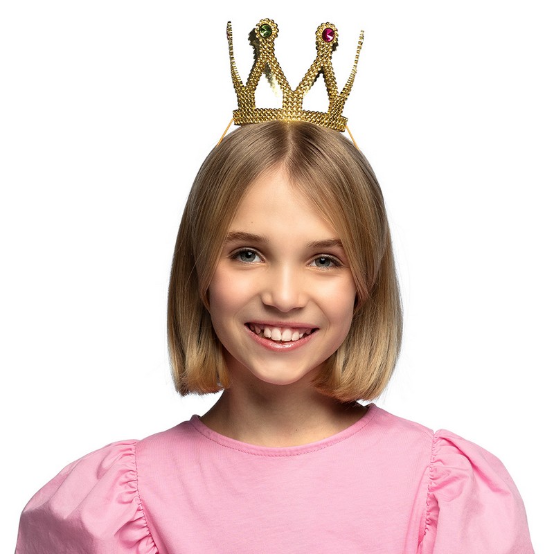 Dronning Børnekrone Guld | Prinsesse Hårbøjle / Pandebånd / Hårbånd - Hovedtilbehør - Temashop