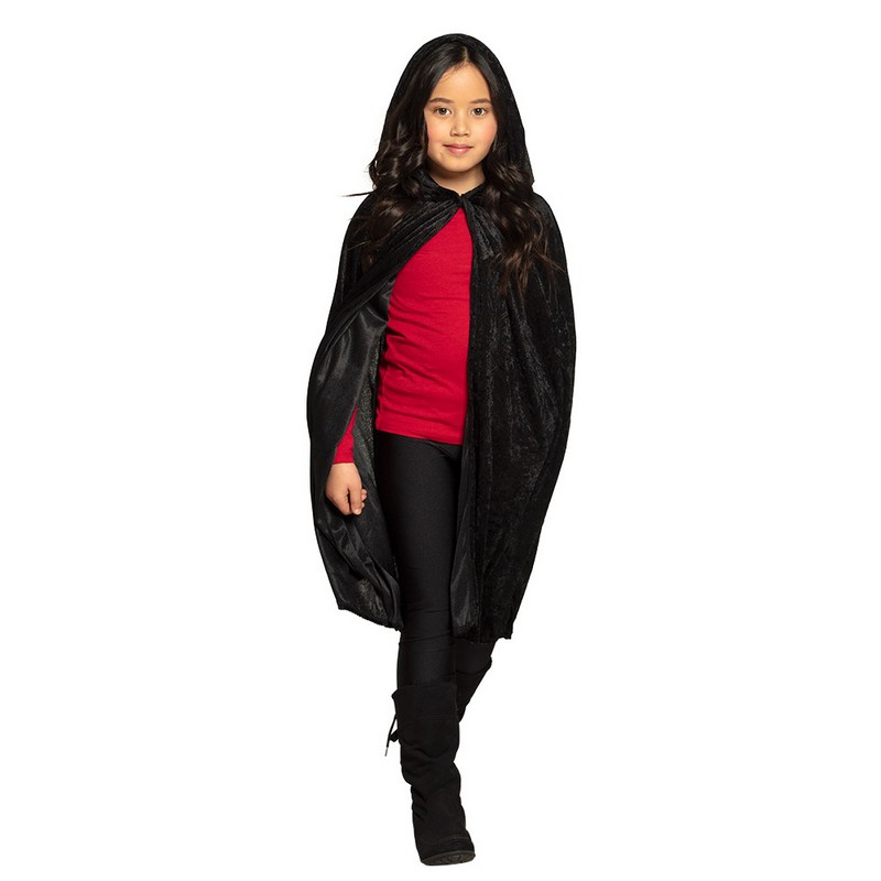 Velour Børnekappe Sort (115 cm) | Vampyr Kappe - Beklædning - Temashop