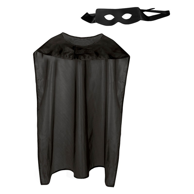 Superhelt Kappe & Øjenmaske Sort (90 cm) | Superhelt Diverse Tilbehørskit - Kropstilbehør - Temashop