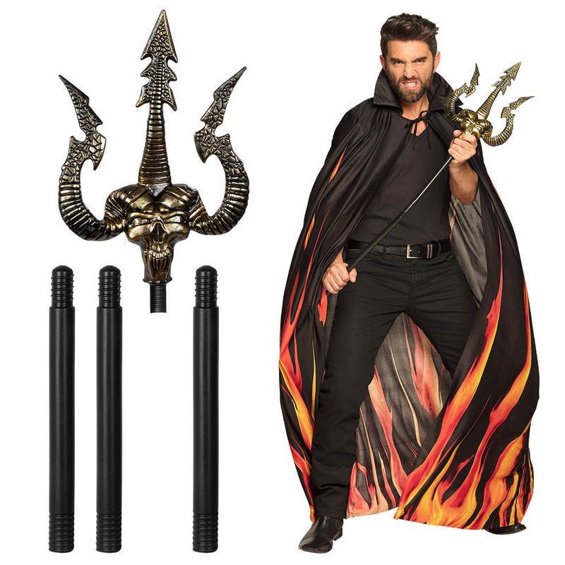 Djævle Trefork Guld/Sort (117 cm) | Dæmon Våben - Kropstilbehør - Temashop