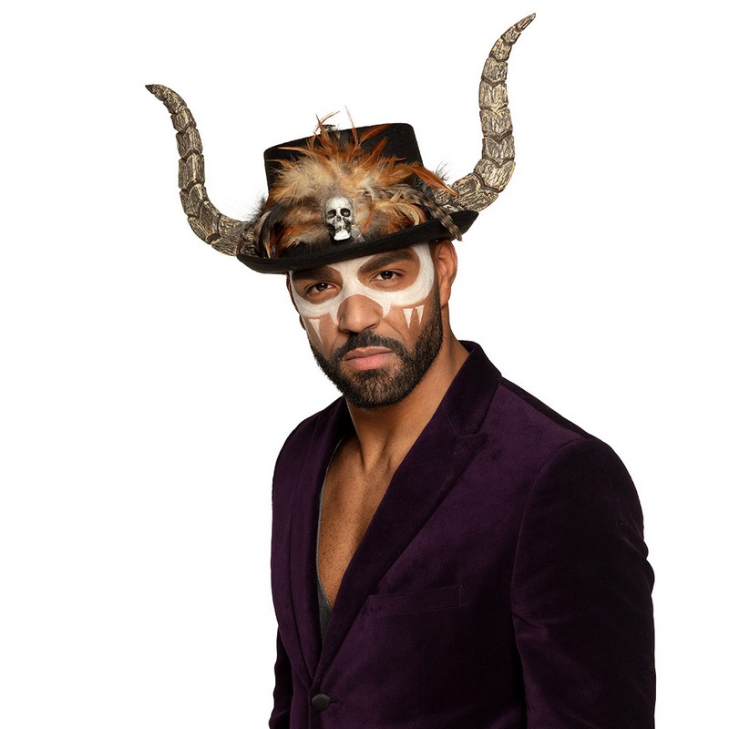 Voodoo Horn Hat (59 cm) | Voodoo Hat / Hue / Hjelm - Hovedtilbehør - Temashop