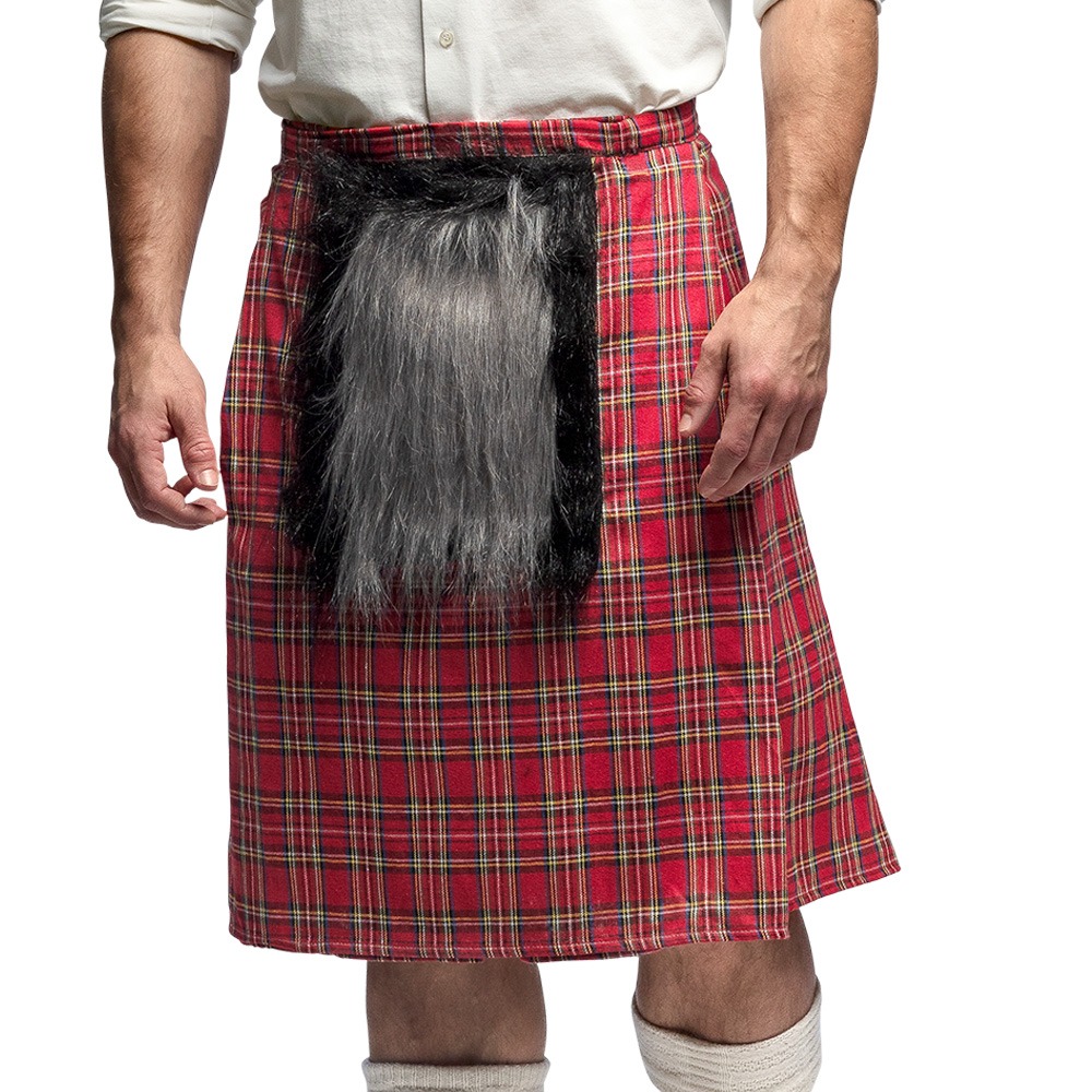 Skotsk Kilt Med Taske Rød | Skotland Bukser / Skørt / Shorts - Beklædning - Temashop