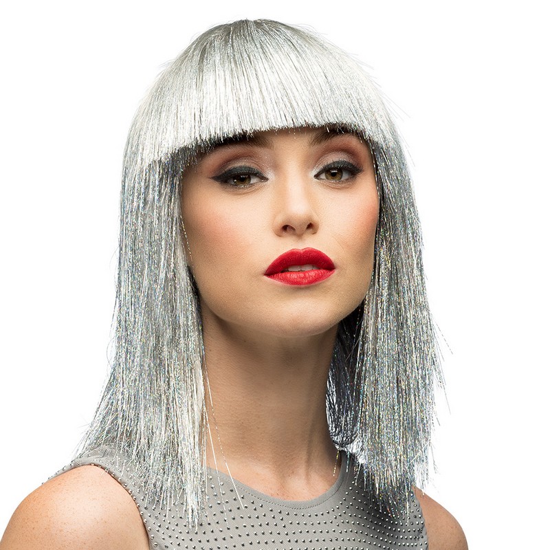 Bangs Glitter Paryk Sølv