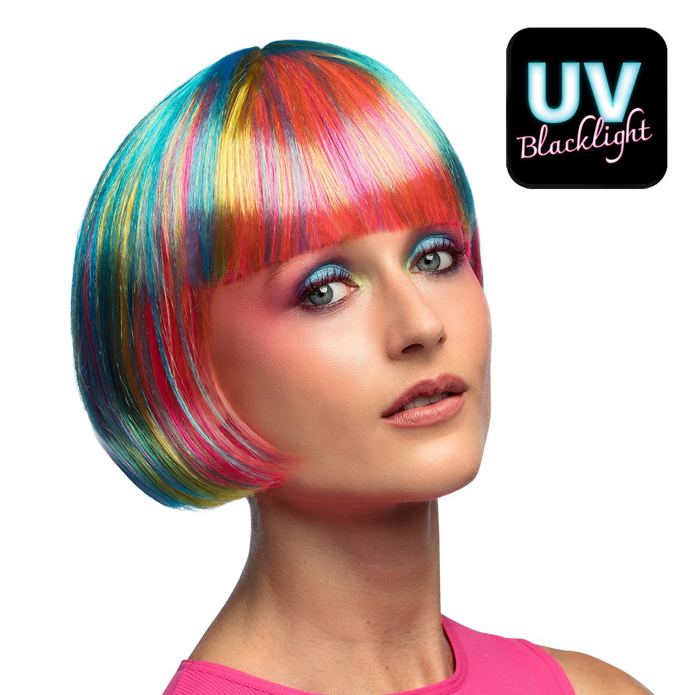 Neon UV Paryk Multifarvet | UV / Neon Paryk - Hovedtilbehør - Temashop