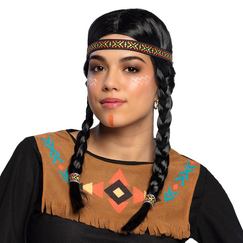 Indianer Fletning Paryk | Indfødt amerikaner Paryk - Hovedtilbehør - Temashop