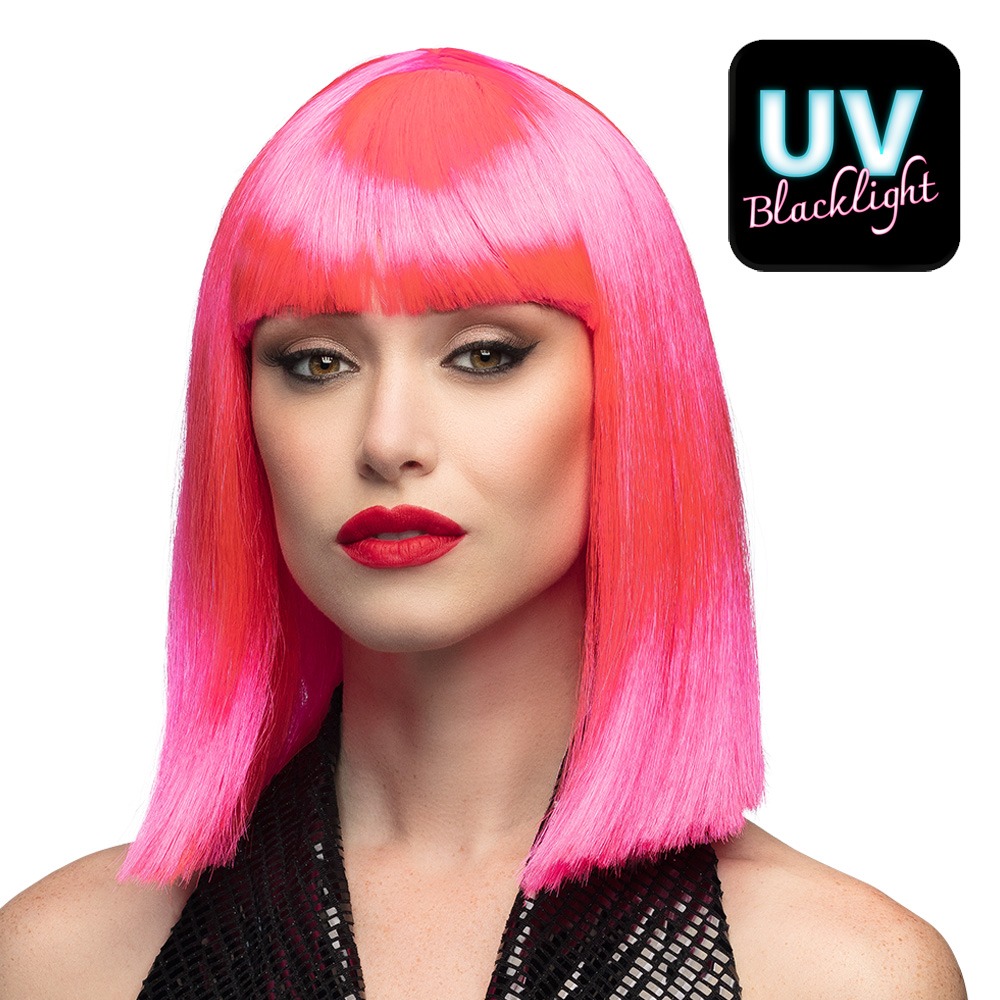 Neon Dance Paryk Pink | UV / Neon Paryk - Hovedtilbehør - Temashop