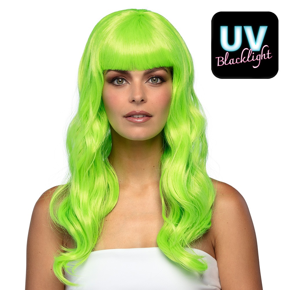 Neon Chique Paryk Grøn | UV / Neon Paryk - Hovedtilbehør - Temashop