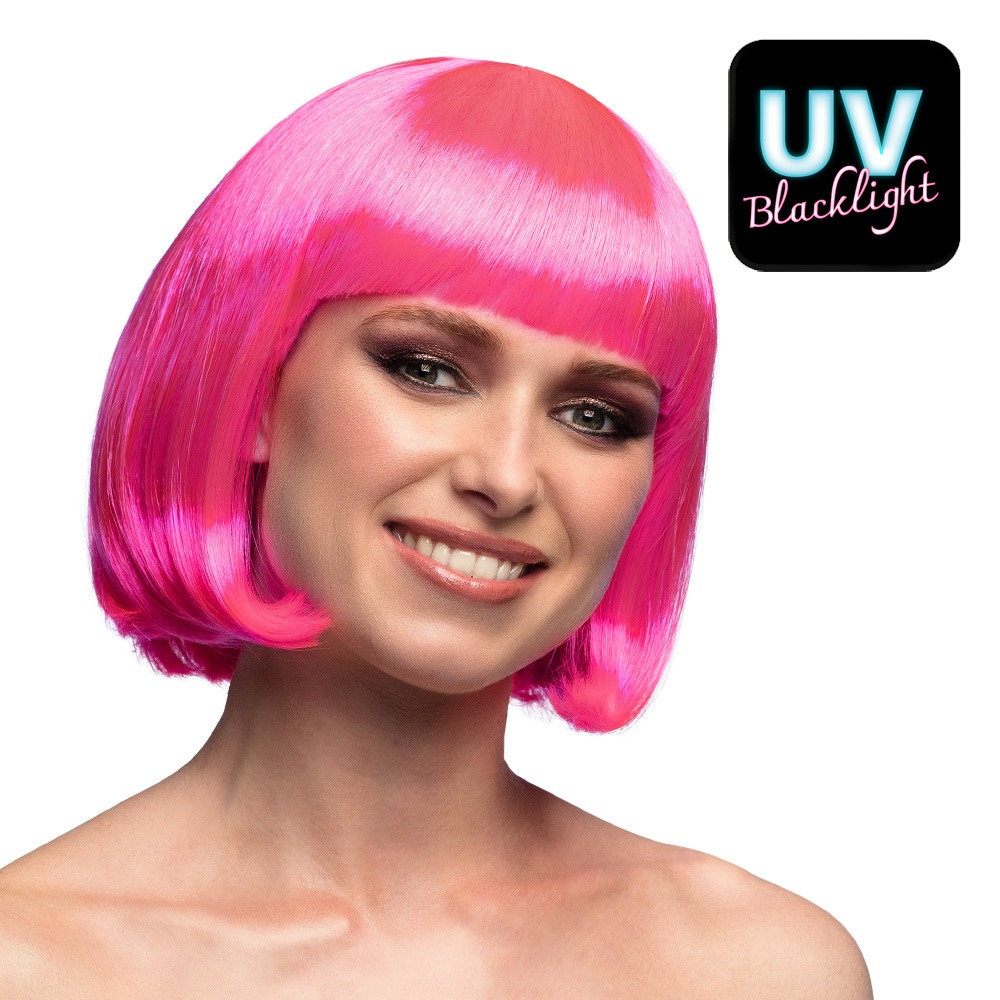 Neon Cabaret Paryk Pink | UV / Neon Paryk - Hovedtilbehør - Temashop