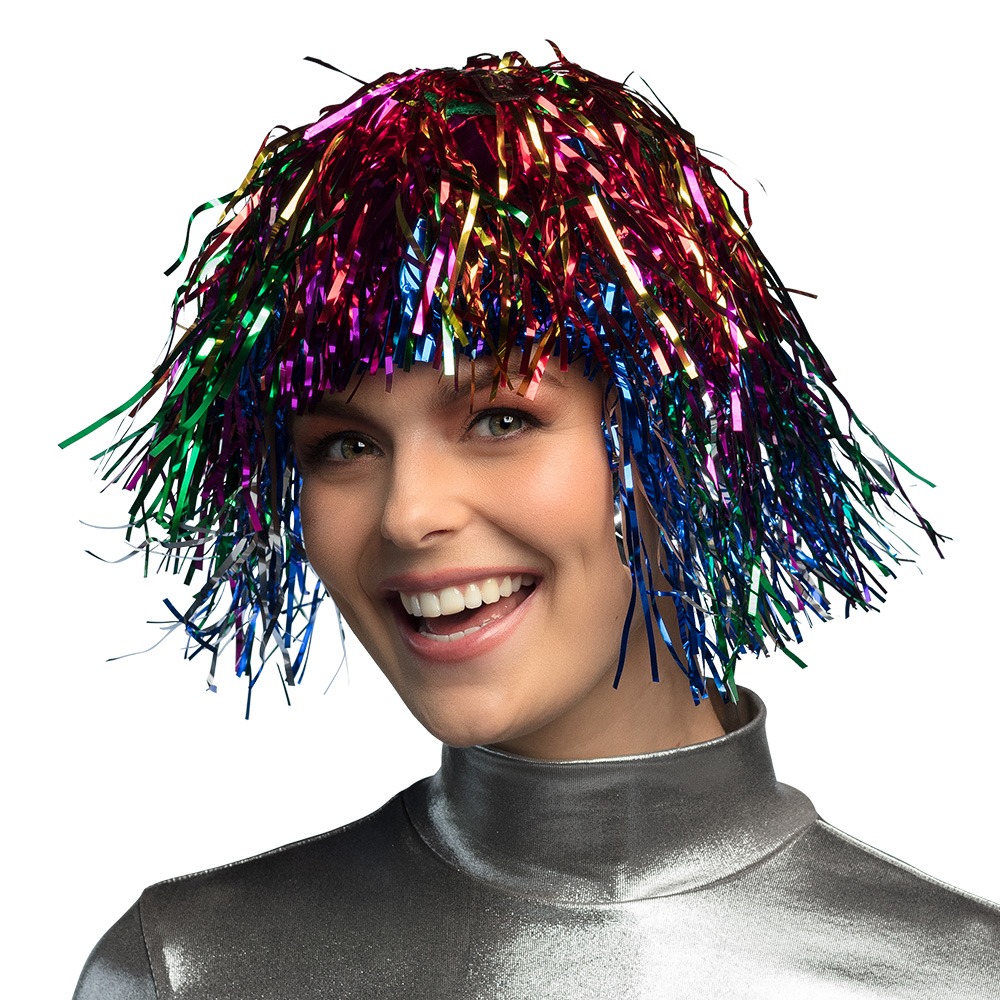 Metallisk Paryk Multifarvet | UV / Neon Paryk - Hovedtilbehør - Temashop