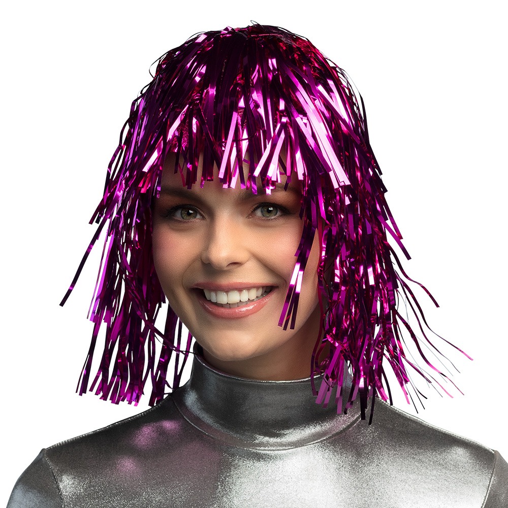 Metallisk Pink Paryk | Pink tema Paryk - Hovedtilbehør - Temashop