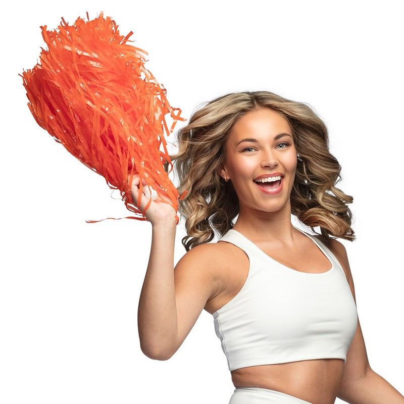 Pom Pom Orange (34 cm) | Cheerleader Pompoms - Kropstilbehør - Temashop
