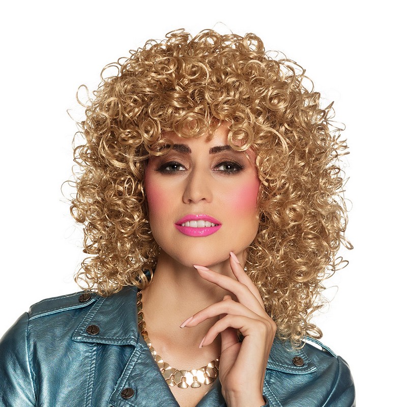80'er Krøllet Paryk Blond | 80'erne Totally Paryk - Hovedtilbehør - Temashop