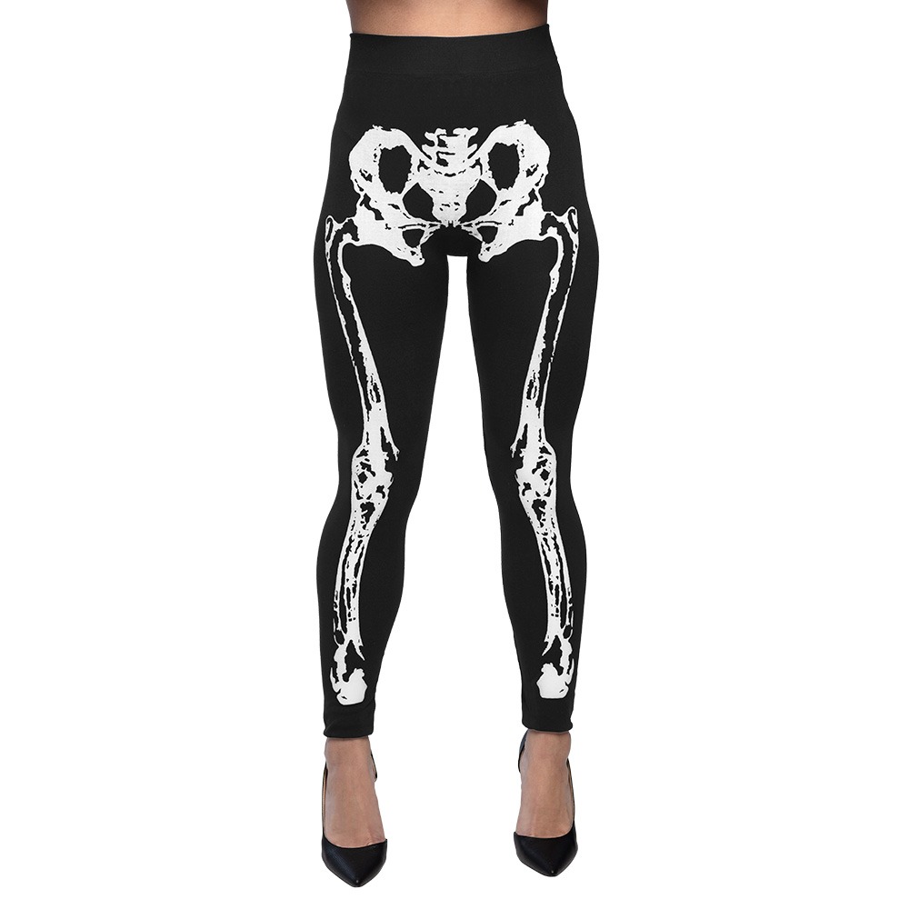 Skelet Leggings Sort Hvid | Skelet Bukser / Skørt / Shorts - Beklædning - Temashop