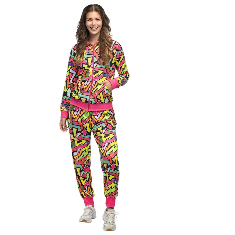 Street Art Babe UV Træningsdragt Kostume - Temafester kostume til voksne i størrelserne S-XL | UV / Neon kostume til kvinder - Temashop