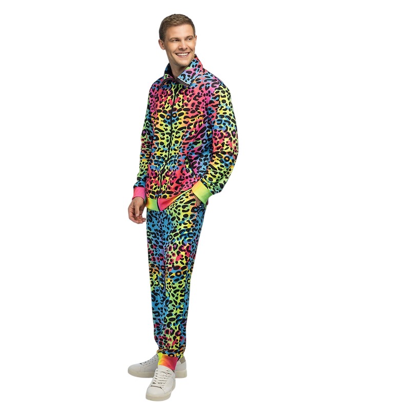 Leopard Art Dude UV Træningsdragt Kostume - Temafester kostume til voksne i størrelserne S-3XL | UV / Neon kostume til mænd - Temashop