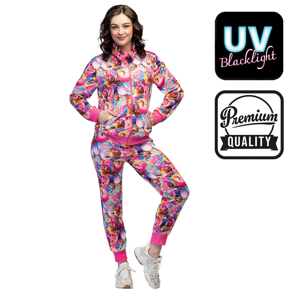Dancing Babe UV Træningsdragt Kostume Pink | UV / Neon kostume til kvinder - Temashop