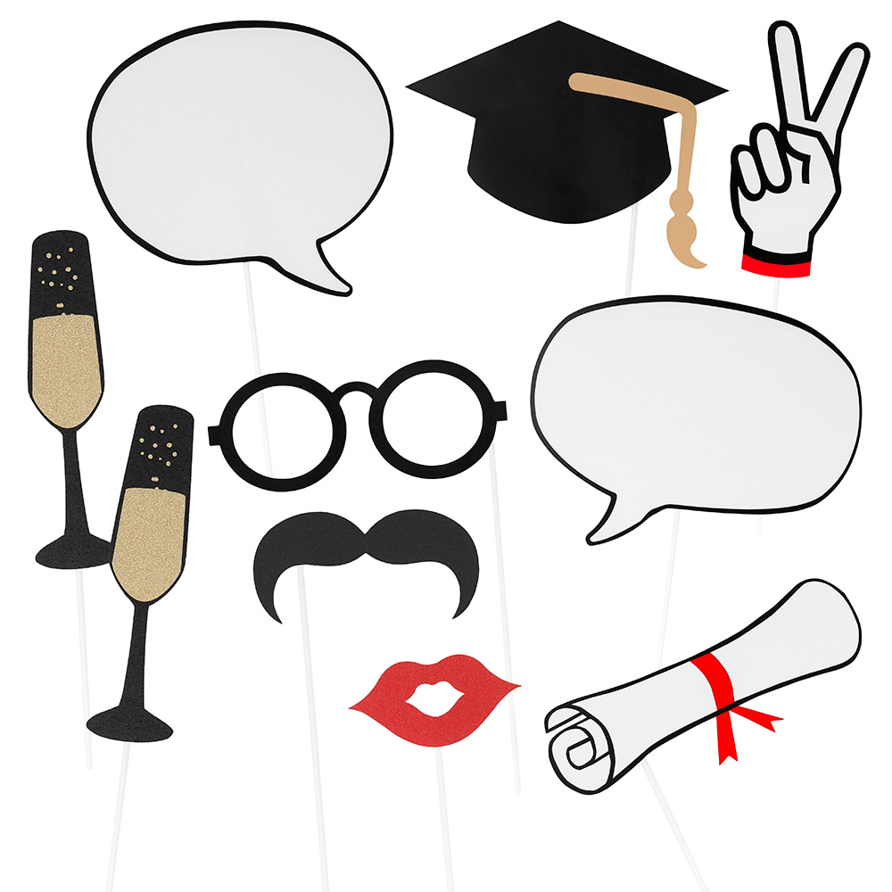 Student Graduation Fotorekvisitter - 10 stk | Studerende Photobooth - Temashop