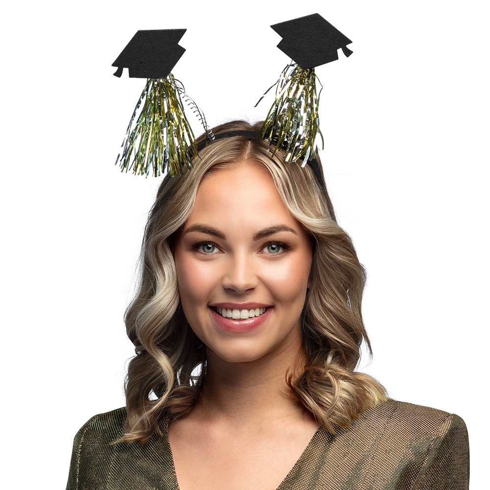 Studenter Hårbøjle Sort/Guld | Studerende Tiara - Smykker - Temashop