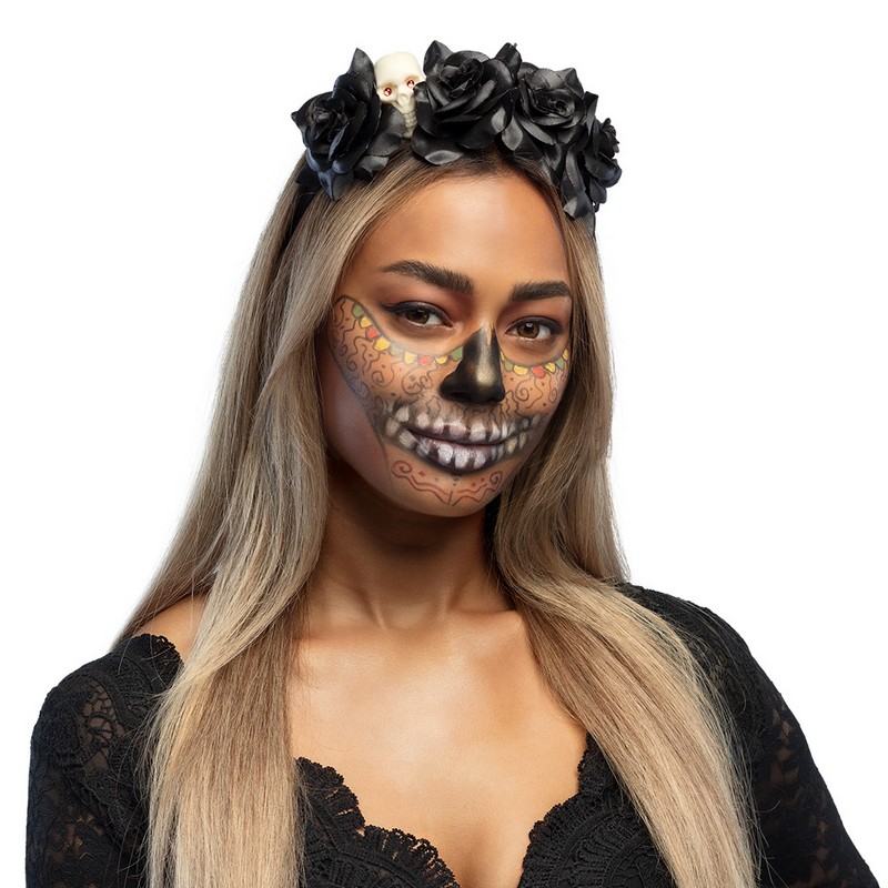 Rose & Kranie Hårbøjle | Day of the Dead Hårbøjle / Pandebånd / Hårbånd - Hovedtilbehør - Temashop