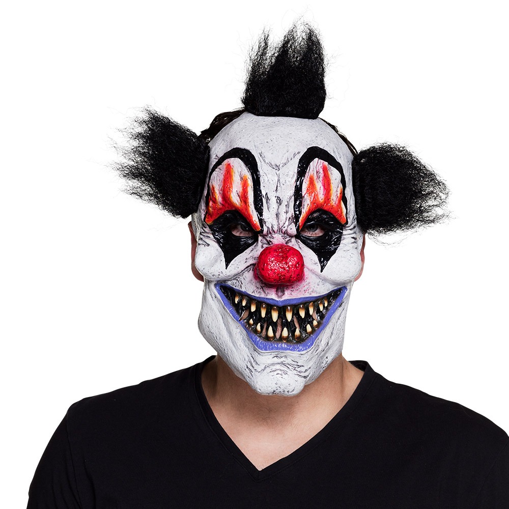 Uhyggelig Klovn Maske Med Hår | Horror Clown Maske - Hovedtilbehør - Temashop