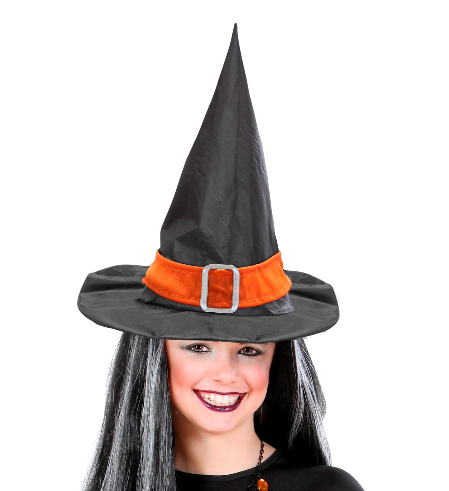 Børne Heksehat med Orange Bånd | Heks Hat / Hue / Hjelm - Hovedtilbehør - Temashop
