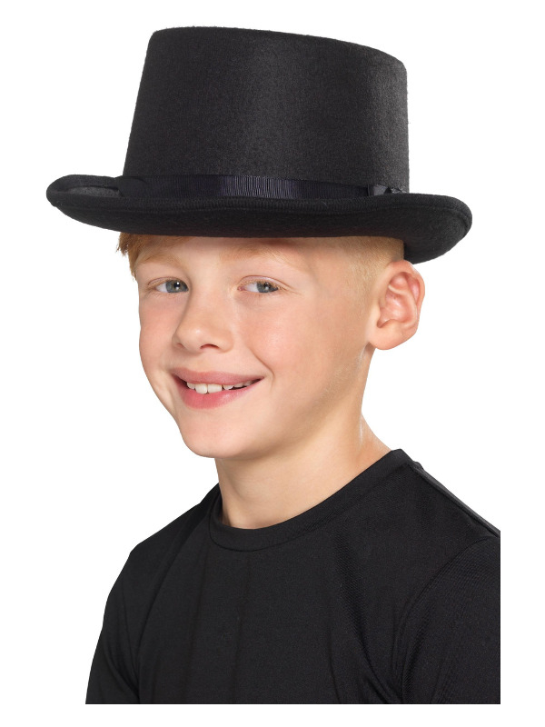 Børne Top Hat Sort | Cirkus Hat / Hue / Hjelm - Hovedtilbehør - Temashop