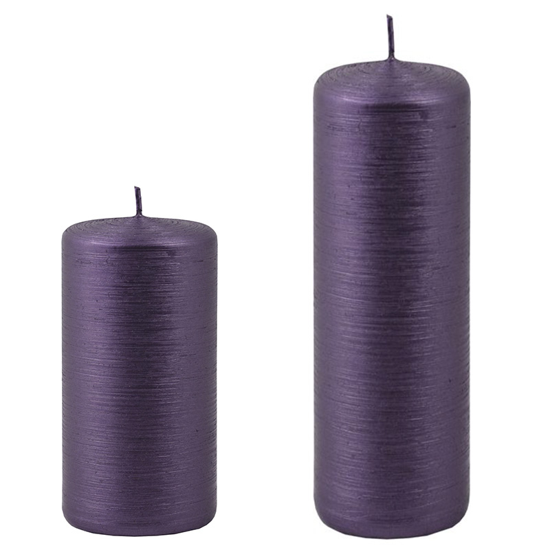 Børstet Bloklys Lilla - 1 stk (6 x 12-18 cm) | Lilla tema Lys / lysestager - Temashop