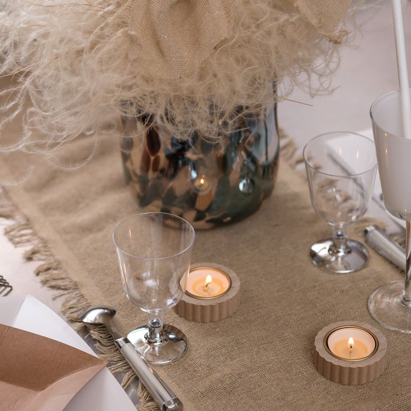 Bomuld Bordløber Beige - 1 stk (15 x 300 cm) | Natur tema Bordløber - Temashop