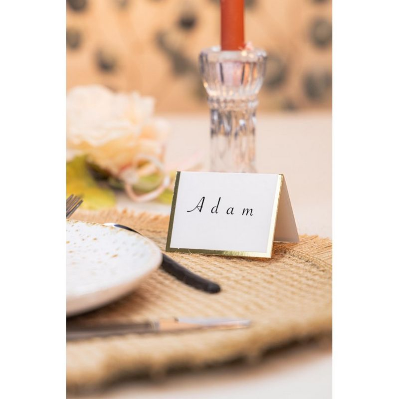 Bordkort Hvid/Guld - 10 stk (7 x 5 cm) - Temashop
