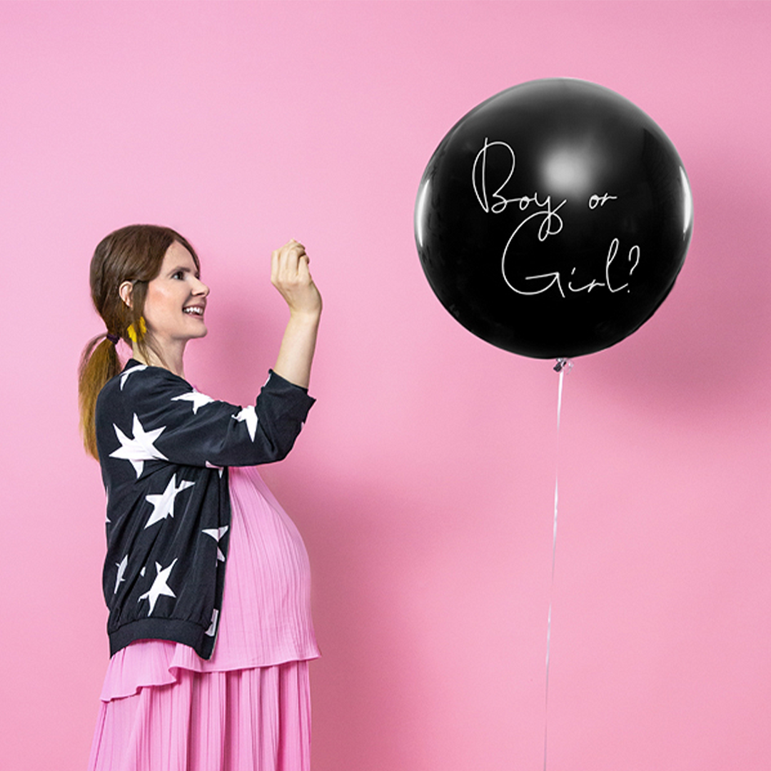Boy Or Girl Ballon Dreng Sort - 1 stk (91 cm) | Babyshower Konfettiballoner - Temashop