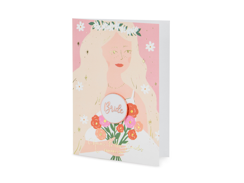Bride Kort Med Broche - 1 stk (10,5 x 15 cm) | Bachelorette Kort / Invitationer / Gode råd - Temashop