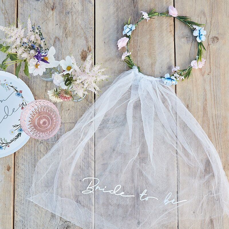 Bride To Be Blomsterkrone - 1 stk (30 x 60 cm) | Bachelorette Partyhatte - Temashop