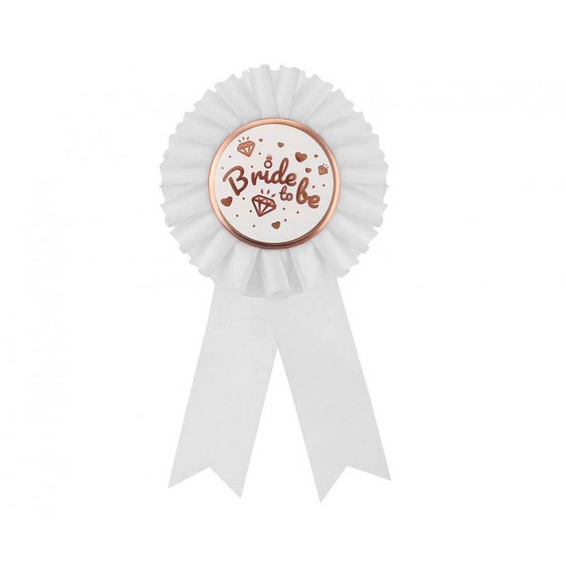 Bride to Be Medaljerosette Hvid | Bachelorette Badges / Brocher - Smykker - Temashop