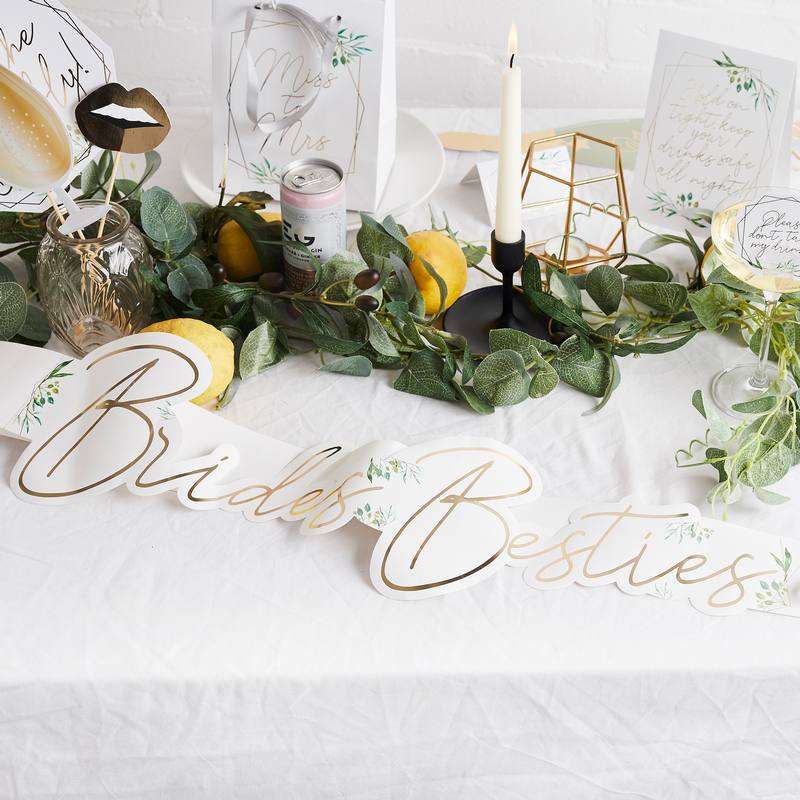 Brides Besties Blad Skråbånd - 5 stk (1 m) | Bachelorette Skråbånd - Temashop