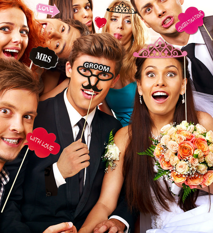 Brud & Brudgom Selfie Props - 1 stk (14 x 28 cm) | Bryllup Photobooth - Temashop
