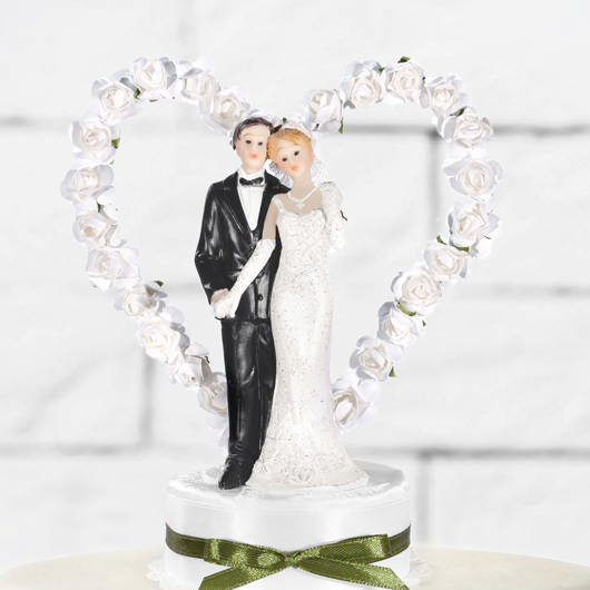 Brudepar Hvidt Hjerte Bryllupsfigur