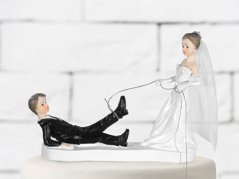 Brudepar Med Reb Bryllupsfigur - 1 stk (13 cm) | Bryllup Kagefigur / kagetopper - Temashop