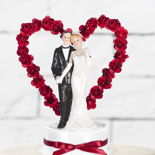 Brudepar Rødt Hjerte Bryllupsfigur