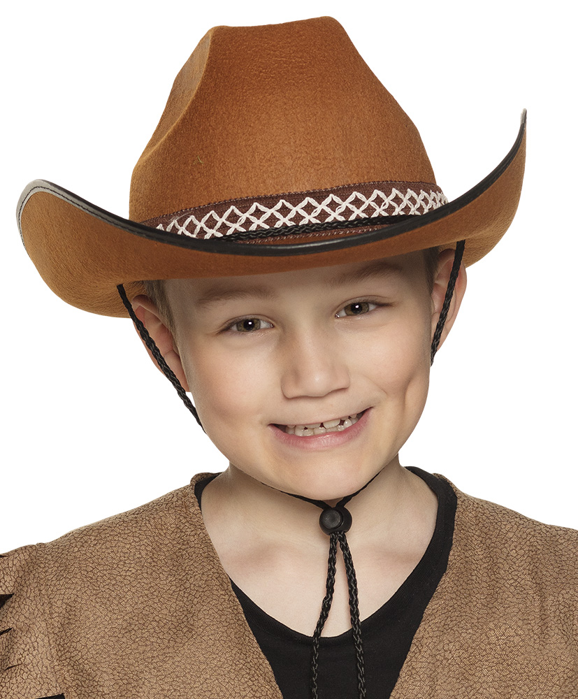 Brun Børne Cowboyhat | Det vilde vesten Hat / Hue / Hjelm - Hovedtilbehør - Temashop