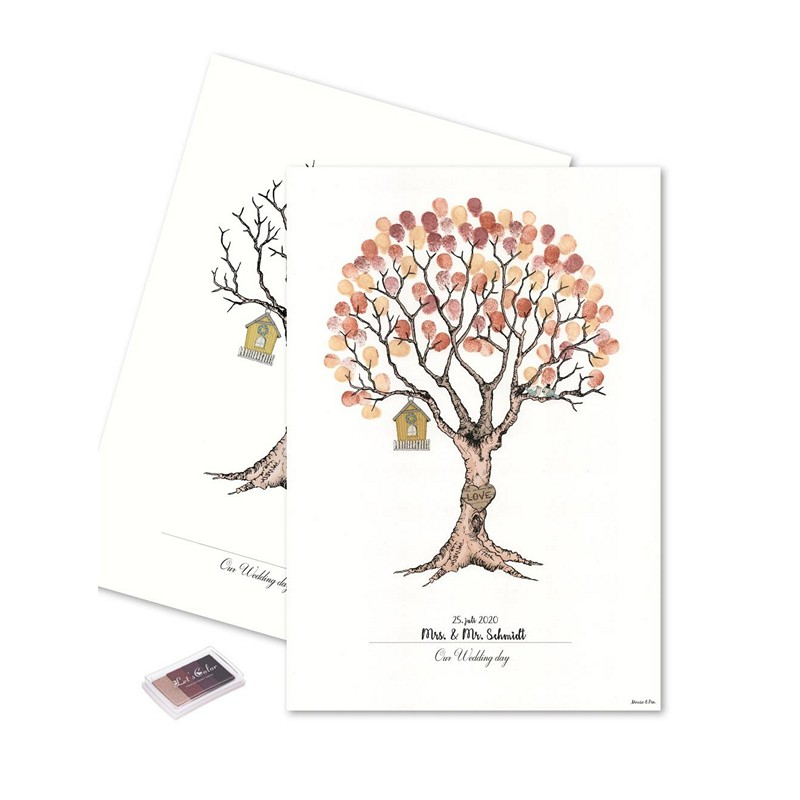 Bryllup Fingeraftryk Plakat Brun