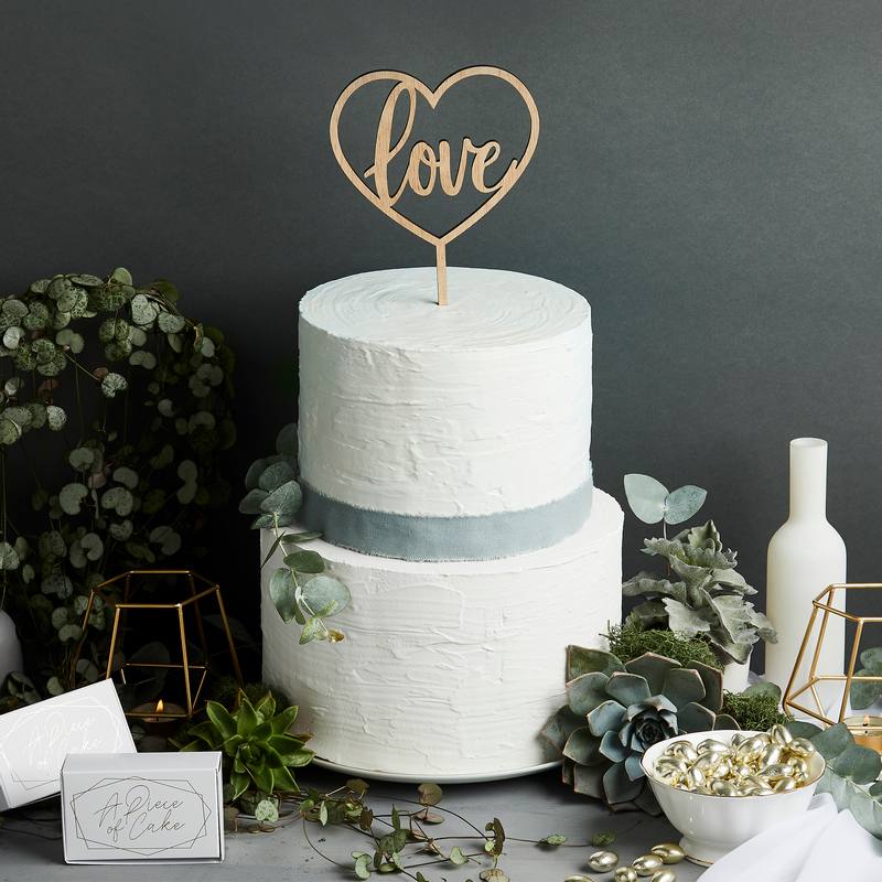 Bryllup Love Kagetopper i Træ - 1 stk (14 x 23 cm) | Bryllup Kagefigur / kagetopper - Temashop