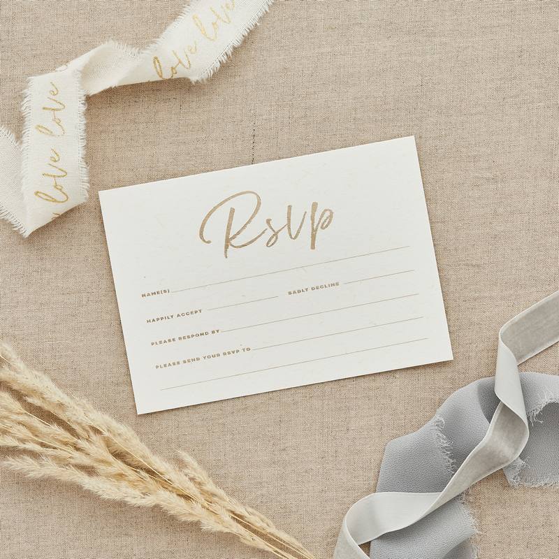 Bryllups RSVP Kort - 20 stk (10,5 cm) | Bryllup Kort / Invitationer / Gode råd - Temashop