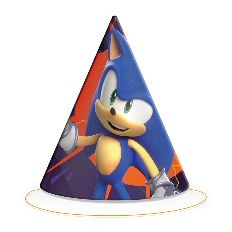 Sonic Prime Partyhatte - 6 stk (14 cm) | Sonic Partyhatte - Temashop