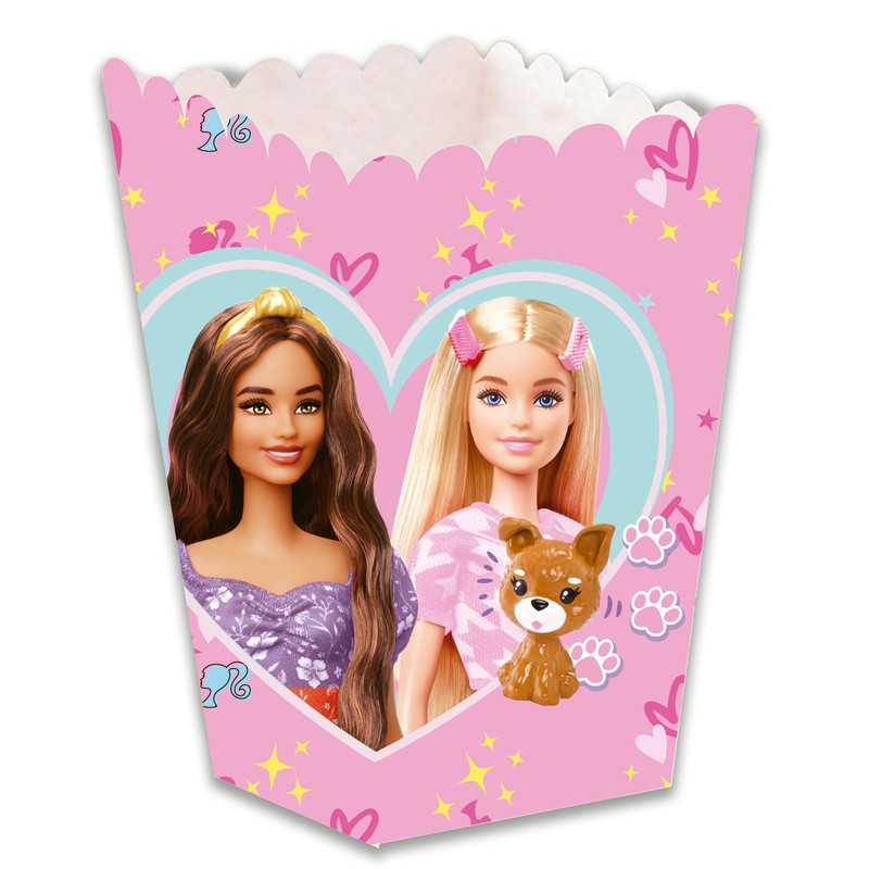 Barbie Popcornbægre Lyserød - 12 stk (12 x 5 x 5 cm) | Barbie Bægre - Temashop