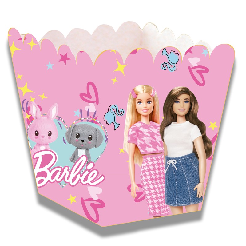 Barbie Popcornbægre Pink - 12 stk (15 x 11 x 6 cm) | Barbie Bægre - Temashop